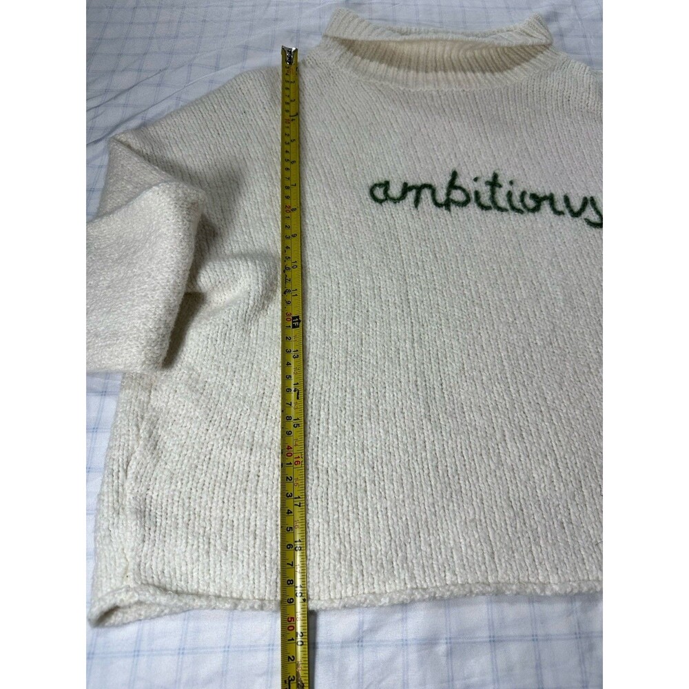 Lou & Grey "Ambitious" Script Mock Neck Sweater - Cream/Ivory - Size XS - Picture 5 of 11